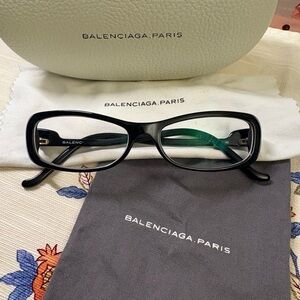 BALENCIAGA PARIS BAL0041 Rectangle Acrylic Frames Eyeglasses Black Readers